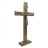 Crucifixo de Mesa e Parede Madeira Metal São Bento Ouro Velho 35 cm - 3