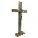 Ver imagem 3 de Crucifixo de Mesa e Parede Madeira Metal São Bento Ouro Velho 35 cm