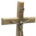 Ver imagem 4 de Crucifixo de Mesa e Parede Madeira Metal São Bento Ouro Velho 35 cm