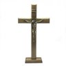 Crucifixo de Mesa e Parede Madeira Metal São Bento Ouro Velho 35 cm - 1