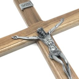 Crucifixo de Parede Madeira Cristo Prata Velha 40 cm - 2