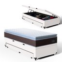Ver imagem 1 de Cama Box Baú com Colchão de Espuma D33 Pillow Top Comfort Luxo + Auxiliar Unique Solteiro 88cm