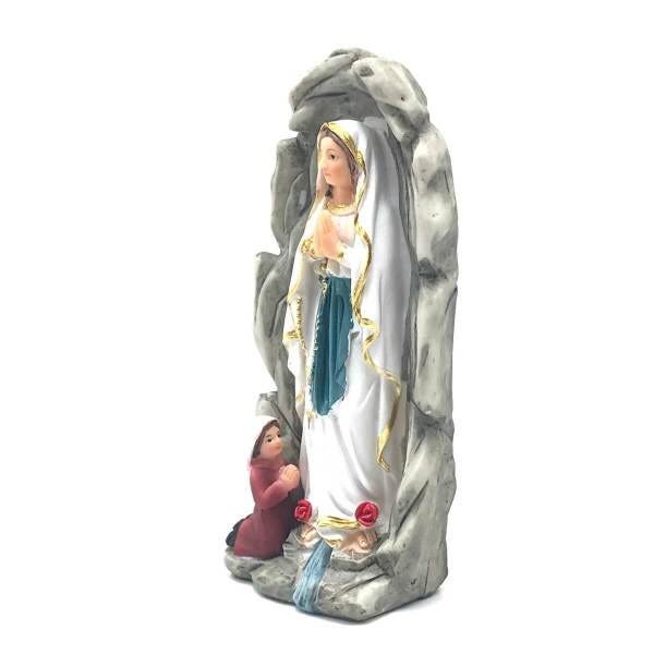 Imagem de Nossa Senhora de Lourdes com Santa Bernadete na Gruta Resina 14cm - 2