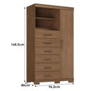 Ver imagem 6 de Guarda Roupa Casal com Cômoda Buriti 4 Portas de Bater 6 Gavetas MDF-MDP Jatobá Acetinado Santos