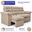 Ver imagem 3 de Sofá 3 Lugares Retrátil e Reclinável 2,00m Lyon Velusoft Bege Cama Inbox