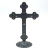 Crucifixo de Mesa Metal Medalha de São Bento Prata Velha 13 cm - 4