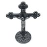Crucifixo de Mesa Metal Medalha de São Bento Prata Velha 13 cm - 3