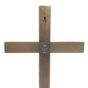 Ver imagem 5 de Crucifixo de Mesa Madeira Metal Prata Velha São Bento 40 cm