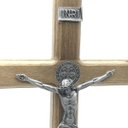 Ver imagem 2 de Crucifixo de Mesa Madeira Metal Prata Velha São Bento 40 cm