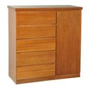 Ver imagem 1 de Cômoda Sapateira de Madeira Maciça 5 Gavetas Porta 1,23m Josean