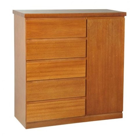 Cômoda Sapateira de Madeira Maciça 5 Gavetas Porta 1,23m Josean