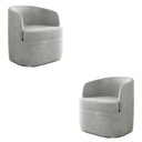 Ver imagem 1 de Kit 2 Poltronas Decorativas Design Moderno Bel Sala de Estar Base Giratória Veludo Cinza G33 - Gran