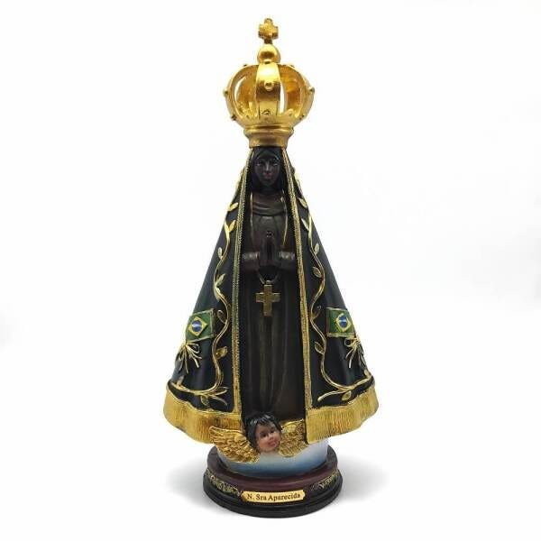 Imagem Nossa Senhora Aparecida Coroa Dourada Resina 30 cm