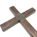 Ver imagem 3 de Crucifixo de Parede ou Porta Madeira Medalha de São Bento 23 cm