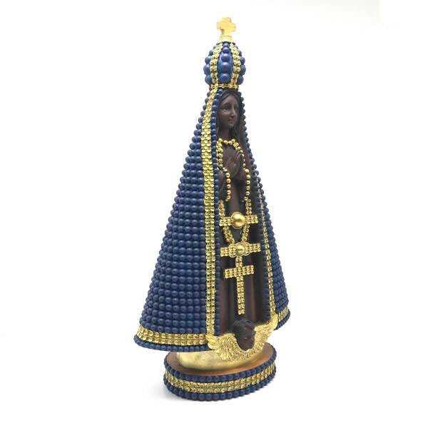 Imagem Nossa Senhora Aparecida Perola Azul Resina Grande 40 cm - 2