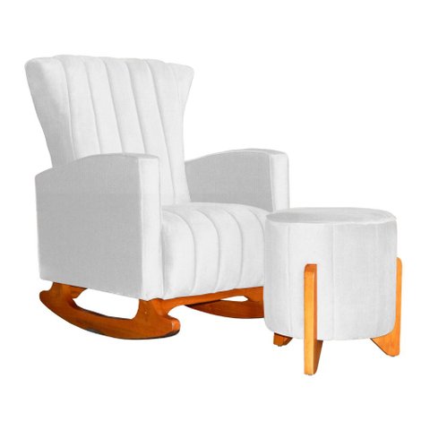 Poltrona Balanço C/ Puff Melinda Suede Branco - Lm Decor