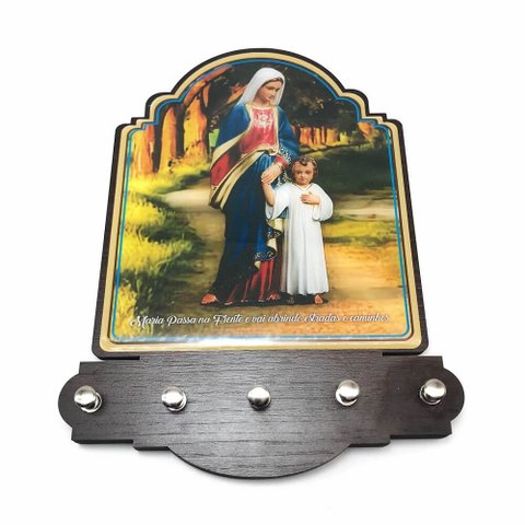 Porta Chaves de Parede Madeira Resinada Maria Passa na Frente