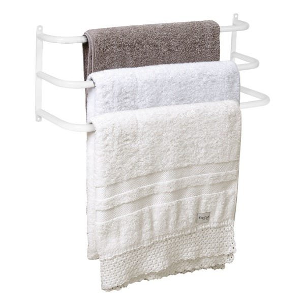 Porta Toalhas Toalheiro Triplo Para Parede Branco 60cm - 1