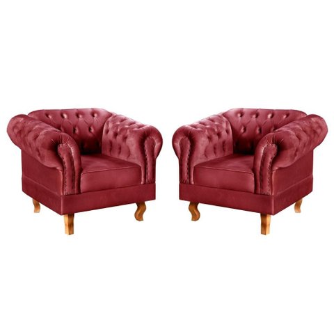 Conjunto 2 Poltronas Dom Pedro Cor:Suede Bordô 110
