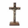 Crucifixo de Parede e Mesa Cristo Metal São Bento Dourado 12 cm - 1