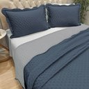 Ver imagem 3 de Kit Cobre Leito Bold Bicolour Casal Micropercal 300 Fios Colcha Dupla Face 3 Peças Azul