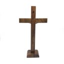 Ver imagem 6 de Crucifixo de Mesa e Parede Madeira Medalha Duas Cruzes 28 cm