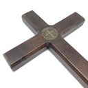 Ver imagem 2 de Crucifixo de Parede ou Porta Madeira Medalha de São Bento 18 cm