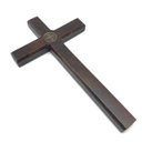 Ver imagem 1 de Crucifixo de Parede ou Porta Madeira Medalha de São Bento 18 cm