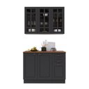 Ver imagem 1 de Cozinha Compacta Bariloche 6 Portas 2 Gavetas com Vidro e Tampo 100% MDF Chumbo - Indékes