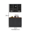 Ver imagem 4 de Cozinha Compacta Bariloche 6 Portas 2 Gavetas com Vidro e Tampo 100% MDF Chumbo - Indékes