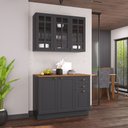 Ver imagem 2 de Cozinha Compacta Bariloche 6 Portas 2 Gavetas com Vidro e Tampo 100% MDF Chumbo - Indékes