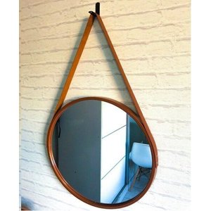 Espelho Decorativo Adnet Marrom com Alça Marrom 50cm