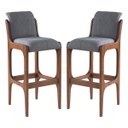 Ver imagem 1 de Kit 2 Banquetas Alta Irlanda 45 x 101 Cm Madeira Maciça Imbuia Linho Cinza L55