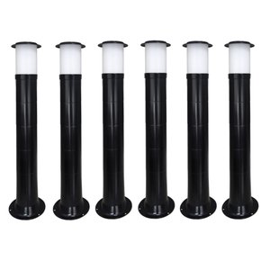 Poste Balizador Luminária Casa Jardim 75cm Preto Kit 6