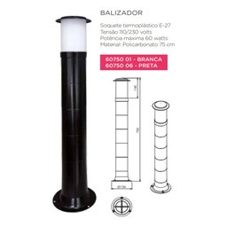 Poste Balizador Luminária Casa Jardim 75cm Preto Kit 6 - 2
