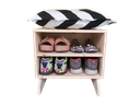Ver imagem 1 de Sapateira madeira Puff chevron preto e branco