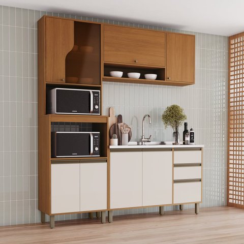 Cozinha Modulada Compacta 3 Peças com Torre Quente 2 Fornos Venaly
