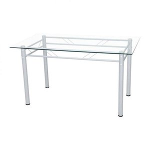 Mesa De Jantar Com Tampo De Vidro Retangular Palma Branco