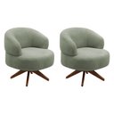Ver imagem 1 de Kit 02 Poltronas Decorativas Orgânicas Living Have Base Giratória Bouclê Verde Oliva - Desk Design