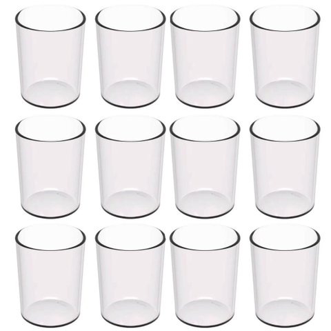 Kit 12 Copos 400ml Transparente Plástico Escolar Refeitórios Servir Água Sucos