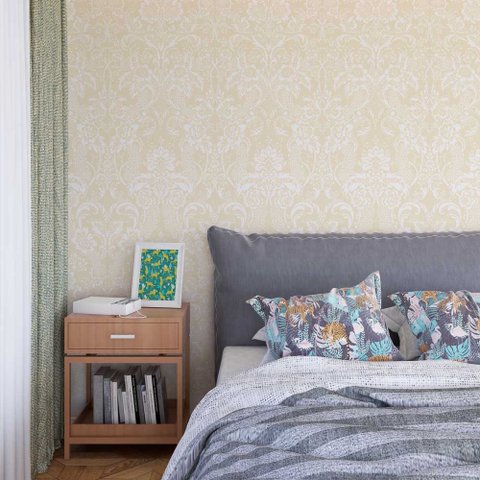 Papel de Parede Arabesco Amarelo Suave Gh Papel de Parede 2,5m