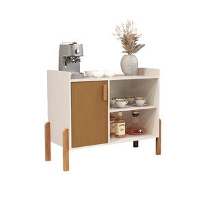 Aparador Cantinho Balcão do Café Luxor com Pés de Madeira Cedro/off White