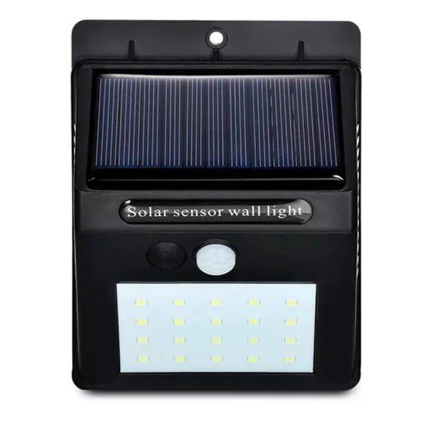 Kit 4 Luminárias Solar 30 Leds Sensor Movimento Luz Preto - 3