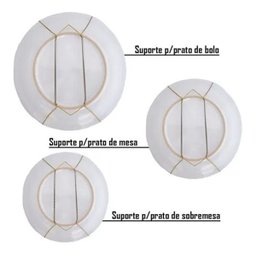 Suporte Gancho Mola Dourada Prato Decorativo Parede Pendura - 8