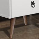 Ver imagem 3 de Mesa de Cabeceira Madri Retrô com Pés Palito 2 Gavetas Branco