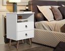 Ver imagem 1 de Mesa de Cabeceira Madri Retrô com Pés Palito 2 Gavetas Branco