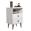 Ver imagem 2 de Mesa de Cabeceira Madri Retrô com Pés Palito 2 Gavetas Branco