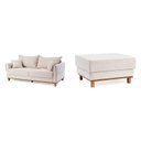 Ver imagem 2 de Conjunto Sofá Living 3 Lugares 200cm com Puff Linho Ananda CabeCasa MadeiraOriginals Bege/Creme