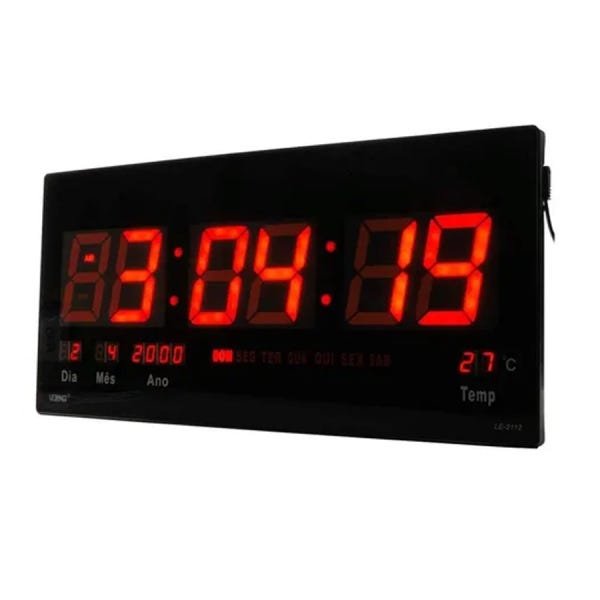 Relógio De Parede Led Digital Data Tempe 46 Cm Calendário - 2