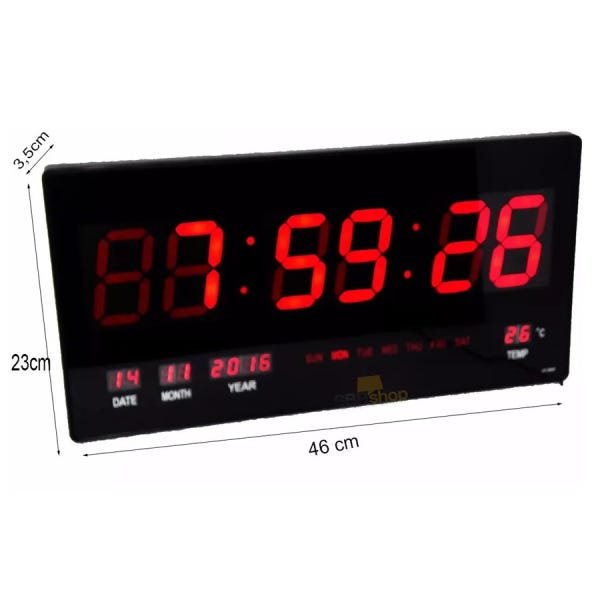 Relógio De Parede Led Digital Data Tempe 46 Cm Calendário - 6